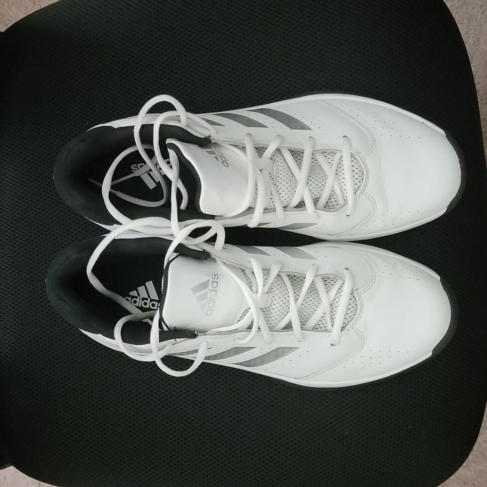 Adidas, 12, white with silver stripes